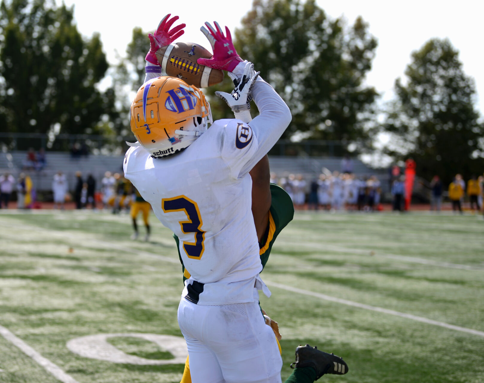 Hickman senior wide receiver Devin Turner misses a catch against Rock Bridge